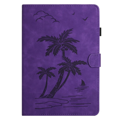 For Samsung Galaxy Tab A 9.7 T550/T555C Coconut Tree Embossed Smart Leather Tablet Case(Purple) - Other Galaxy Tab PC by buy2fix | Online Shopping UK | buy2fix