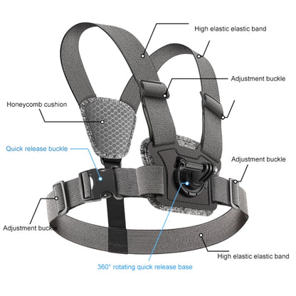 7 in 1 Phone Clamp Adjustable Body Mount Belt Chest Strap with Mount & Screw(Grey) - Chest Belt by RUIGPRO | Online Shopping UK | buy2fix