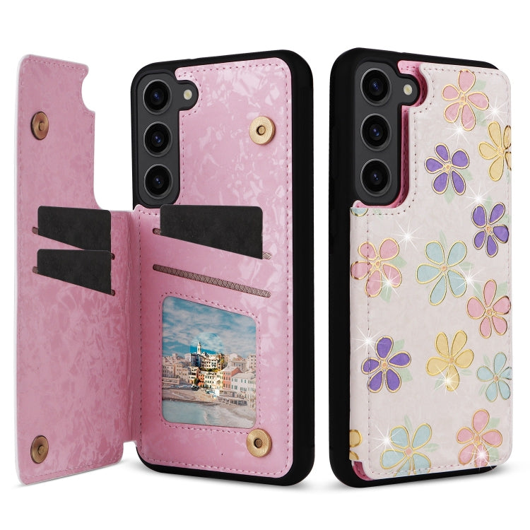 For Samsung Galaxy S23+ 5G Printed Double Buckle RFID Anti-theft Phone Case(Blossoming Flowers) - Galaxy S23+ 5G Cases by buy2fix | Online Shopping UK | buy2fix