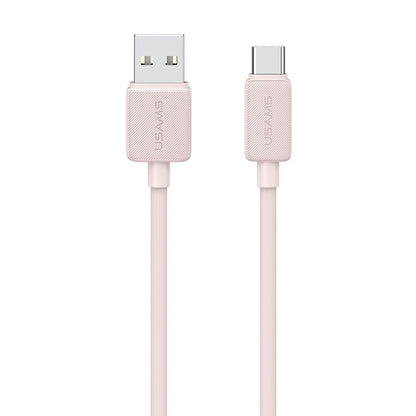 USAMS US-SJ688 USB to USB-C / Type-C 3A Striped Fast Charge Data Cable, Length:1m(Pink) - USB-C & Type-C Cable by USAMS | Online Shopping UK | buy2fix