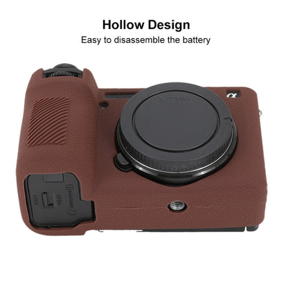 For Sony ILCE-6700 / A6700 Litchi Texture Soft Silicone Protective Case(Coffee) - Protective Case by buy2fix | Online Shopping UK | buy2fix