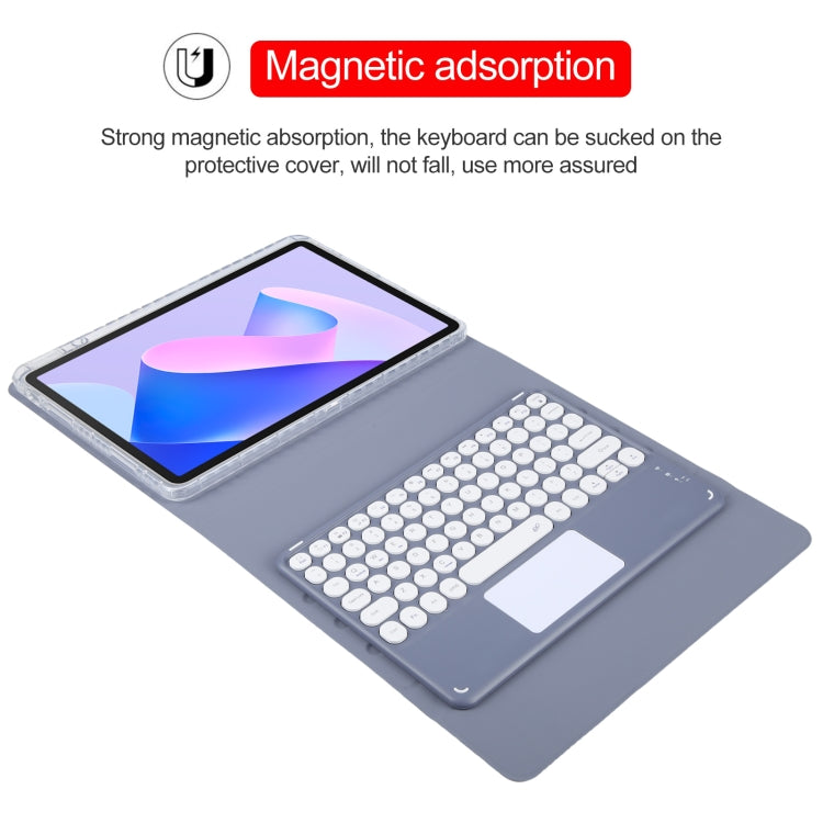 For Huawei MatePad 11 2023 / 2021 Round Button Bluetooth Keyboard Rotatable Holder Leather Case with Touchpad(Lavender Purple) - Huawei Keyboard by buy2fix | Online Shopping UK | buy2fix