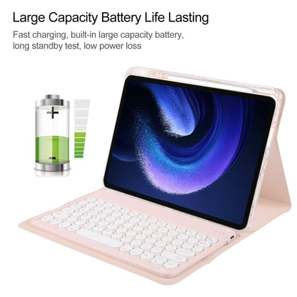 For Xiaomi Pad 6 Round Button Bluetooth Keyboard Rotatable Holder Leather Case(Rose Gold) - Others Keyboard by buy2fix | Online Shopping UK | buy2fix