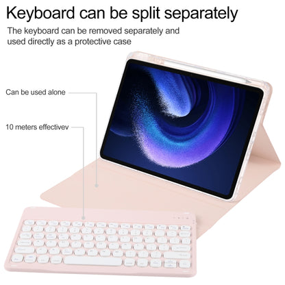 For Xiaomi Pad 6 Round Button Bluetooth Keyboard Rotatable Holder Leather Case(Rose Gold) - Others Keyboard by buy2fix | Online Shopping UK | buy2fix