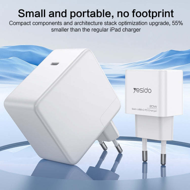 Yesido YC61 PD20W Dual Port Type-C GaN Charger, EU Plug - USB Charger by Yesido | Online Shopping UK | buy2fix