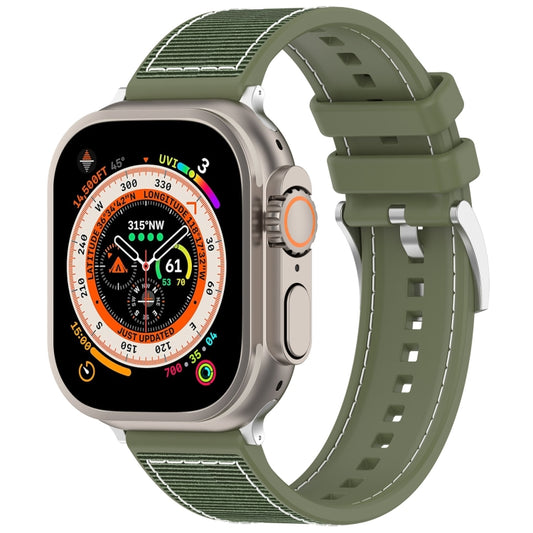 For Apple Watch Ultra 2 49mm Official Buckle Hybrid Nylon Braid Silicone Watch Band(Green) - Watch Bands by buy2fix | Online Shopping UK | buy2fix