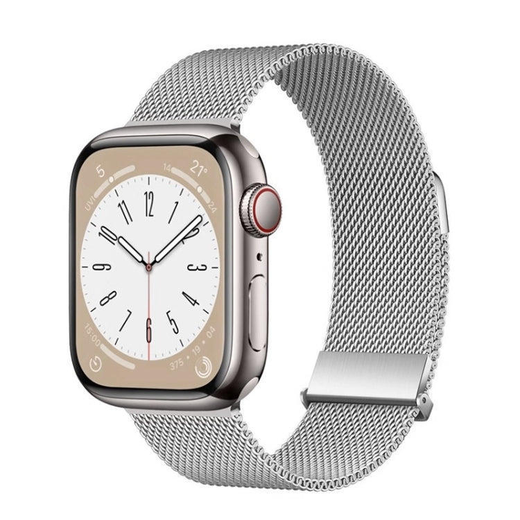 For Apple Watch Series 7 45mm ZGA Milanese Magnetic Metal Watch Band(Silver) - Watch Bands by ZGA | Online Shopping UK | buy2fix