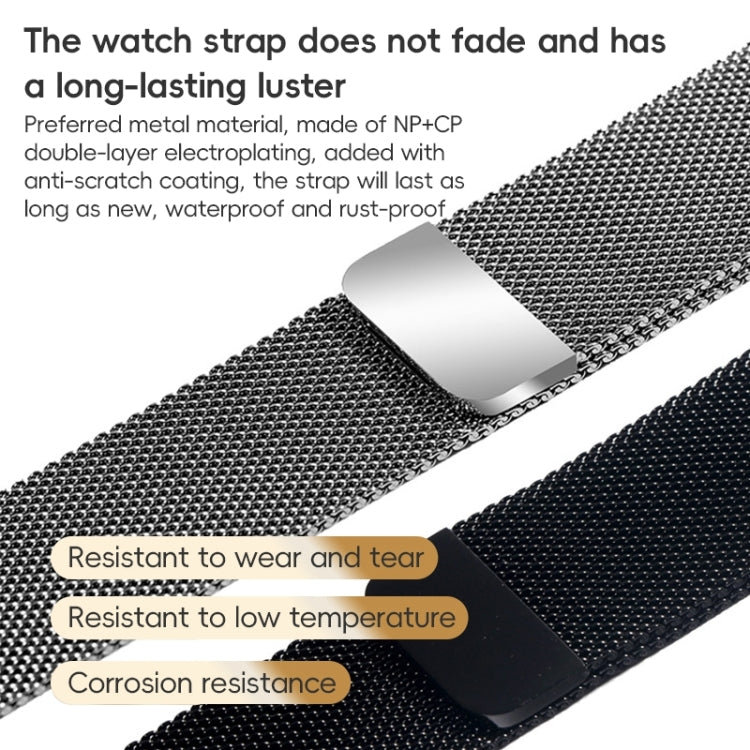 For Apple Watch Series 8 45mm ZGA Milanese Magnetic Metal Watch Band(Black) - Watch Bands by ZGA | Online Shopping UK | buy2fix