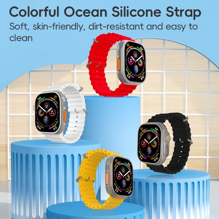 For Apple Watch Series 7 45mm ZGA Ocean Silicone Watch Band(White) - Watch Bands by ZGA | Online Shopping UK | buy2fix