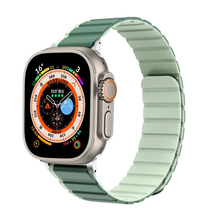 For Apple Watch Ultra 2 49mm ZGA Two Color Magnetic Silicone Watch Band(Dark Green+Light Green) - Watch Bands by ZGA | Online Shopping UK | buy2fix