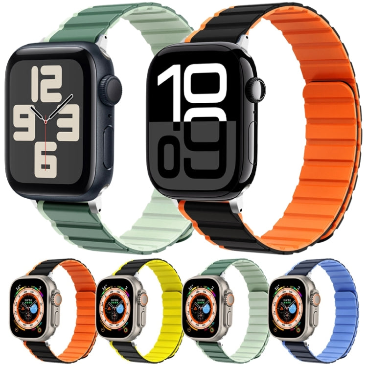 For Apple Watch SE 2023 44mm ZGA Two Color Magnetic Silicone Watch Band(Grey+Yellow) - Watch Bands by ZGA | Online Shopping UK | buy2fix