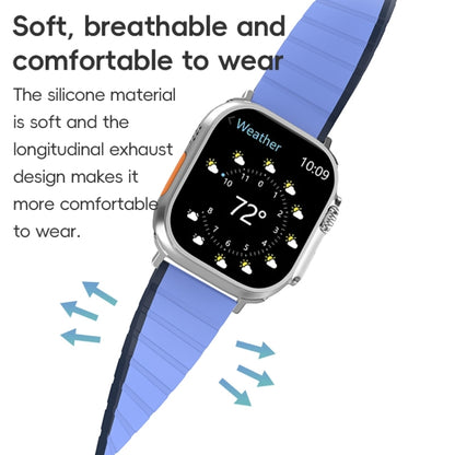 For Apple Watch SE 44mm ZGA Two Color Magnetic Silicone Watch Band(Dark Blue+Light Blue) - Watch Bands by ZGA | Online Shopping UK | buy2fix