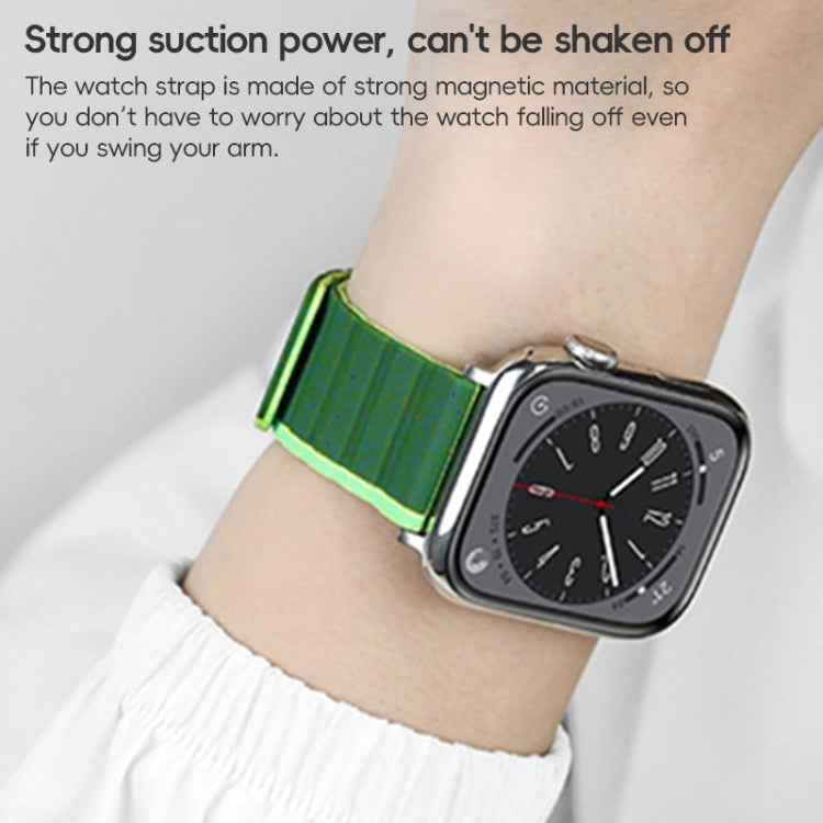 For Apple Watch Series 4 44mm ZGA Two Color Magnetic Silicone Watch Band(Dark Green+Light Green) - Watch Bands by ZGA | Online Shopping UK | buy2fix