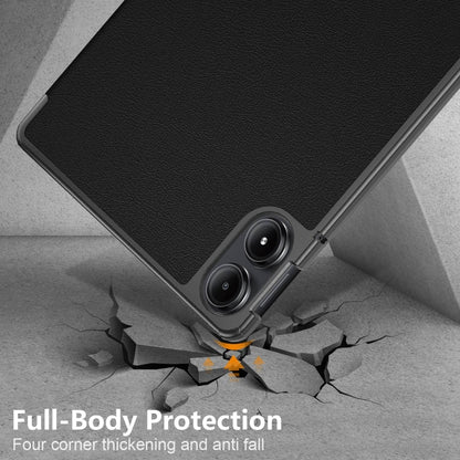 For Xiaomi Redmi Pad Pro 12.1 Custer Pure Color 3-Fold Stand Leather Smart Tablet Case(Black) - More Tablet Cases by buy2fix | Online Shopping UK | buy2fix