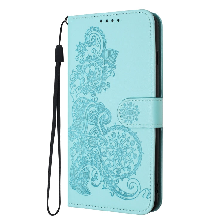 For iPhone SE 2024 Datura Flower Embossed Flip Leather Phone Case(Light Blue) - More iPhone Cases by buy2fix | Online Shopping UK | buy2fix