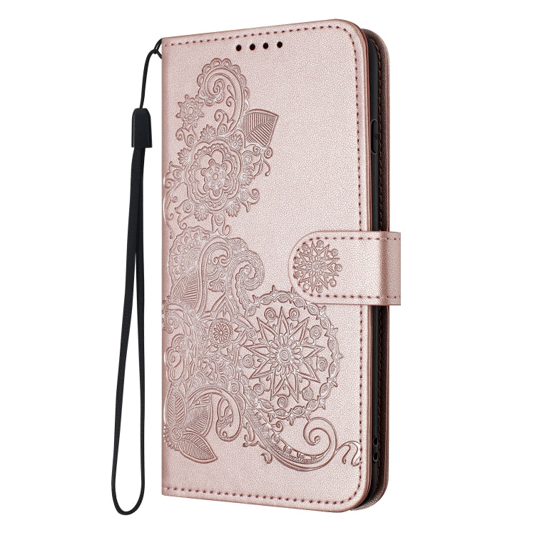 For iPhone SE 2024 Datura Flower Embossed Flip Leather Phone Case(Rose Gold) - More iPhone Cases by buy2fix | Online Shopping UK | buy2fix