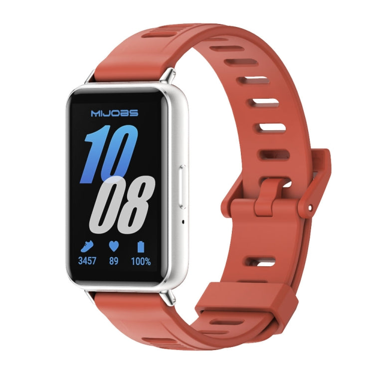 For Samsung Galaxy Fit 3 Mijobs Flat Hole Silicone Watch Band(Orange+Silver) - Watch Bands by MIJOBS | Online Shopping UK | buy2fix