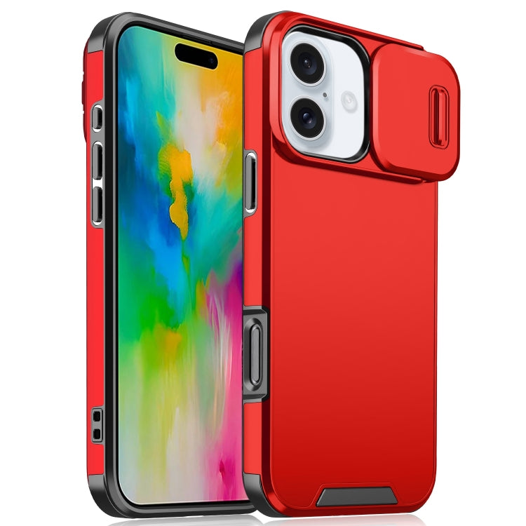 For iPhone 16 Sliding Camshield TPU + PC Phone Case(Red) - iPhone 16 Cases by buy2fix | Online Shopping UK | buy2fix