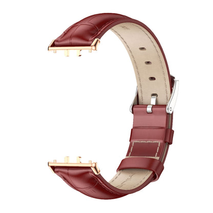 For Samsung Galaxy Fit 3 Mijobs Dual-sided Genuine Leather Watch Band(Bamboo Red Rose Gold) - Watch Bands by MIJOBS | Online Shopping UK | buy2fix