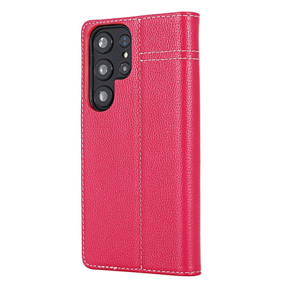 For Samsung Galaxy S24+ 5G GEBEI Top-grain Horizontal Flip Leather Phone Case(Rose Red) - Galaxy S24+ 5G Cases by GEBEI | Online Shopping UK | buy2fix