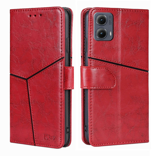 For Motorola Edge 5G 2024 Geometric Stitching Leather Phone Case(Red) - Motorola Cases by buy2fix | Online Shopping UK | buy2fix