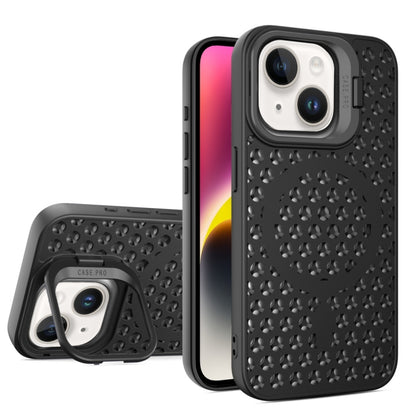 For iPhone 14 Plus Hollow Cooling Lens Holder MagSafe Magnetic TPU Phone Case(Black) - iPhone 14 Plus Cases by buy2fix | Online Shopping UK | buy2fix