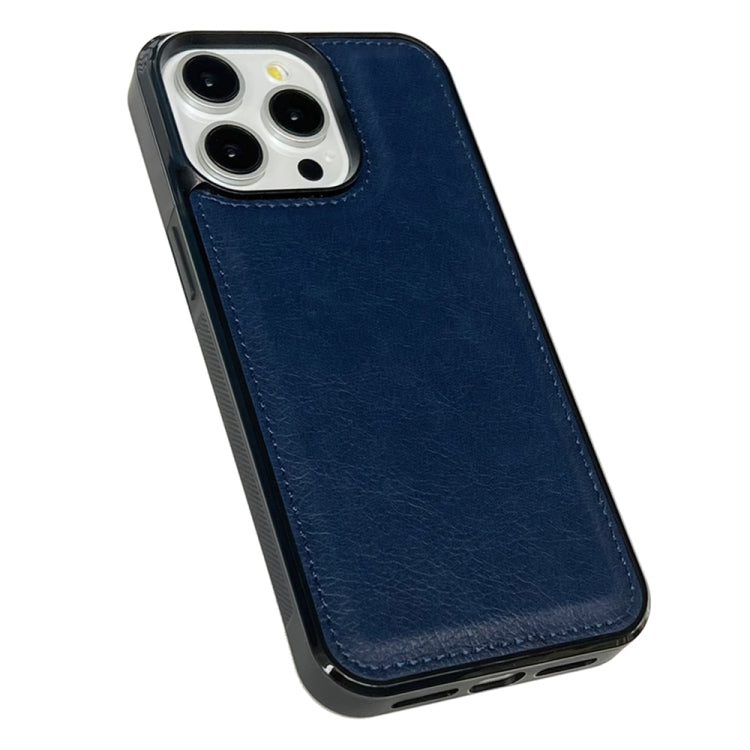 For iPhone 16 Pro Cowhide Texture Back Cover Phone Case(Royal Blue) - iPhone 16 Pro Cases by buy2fix | Online Shopping UK | buy2fix