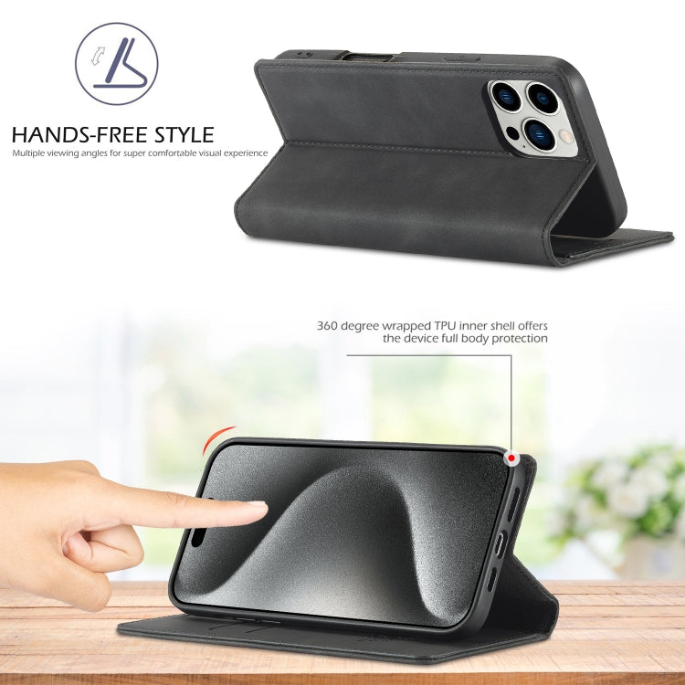 For iPhone 16 Pro Max LC.IMEEKE Strong Magnetism Microfiber Leather Phone Case(Black) - iPhone 16 Pro Max Cases by LC.IMEEKE | Online Shopping UK | buy2fix