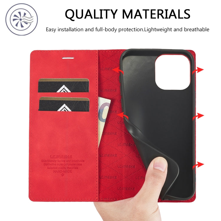 For iPhone 16 Pro Max LC.IMEEKE Strong Magnetism Microfiber Leather Phone Case(Red) - iPhone 16 Pro Max Cases by LC.IMEEKE | Online Shopping UK | buy2fix