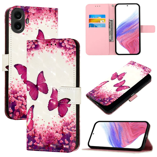 For Nothing CMF Phone 1 3D Painting Horizontal Flip Leather Phone Case(Rose Butterfly) - More Brand by buy2fix | Online Shopping UK | buy2fix