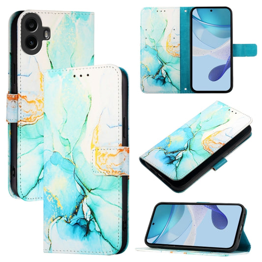 For Nothing CMF Phone 1 PT003 Marble Pattern Flip Leather Phone Case(Green) - More Brand by buy2fix | Online Shopping UK | buy2fix