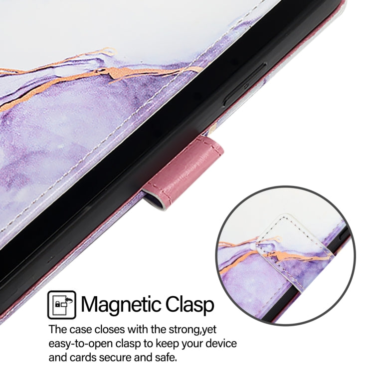 For OnePlus 12 5G Global PT003 Marble Pattern Flip Leather Phone Case(White Purple) - OnePlus Cases by buy2fix | Online Shopping UK | buy2fix