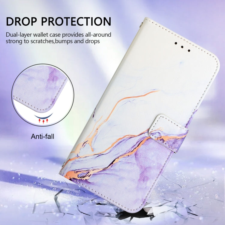 For OnePlus 12 5G Global PT003 Marble Pattern Flip Leather Phone Case(White Purple) - OnePlus Cases by buy2fix | Online Shopping UK | buy2fix