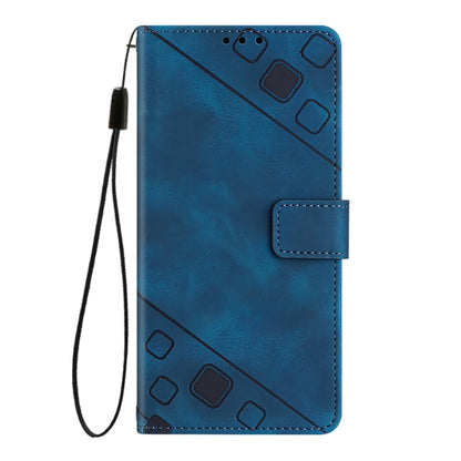 For OnePlus 12 5G Global Skin-feel Embossed Leather Phone Case(Blue) - OnePlus Cases by buy2fix | Online Shopping UK | buy2fix