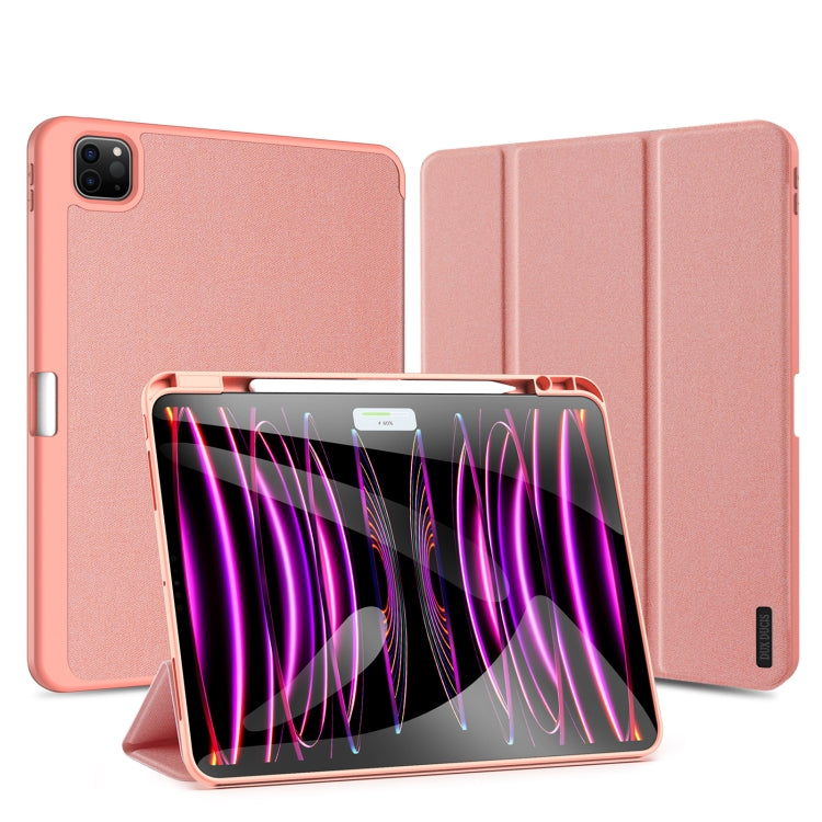 For iPad Pro 13 2024 DUX DUCIS Domo Series Cloth Texture Magnetic Leather Tablet Case(Pink) - iPad Pro 13 2024 Cases by DUX DUCIS | Online Shopping UK | buy2fix