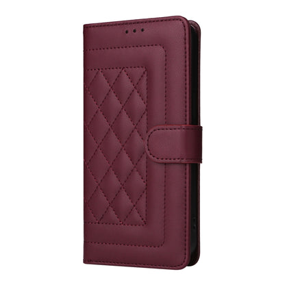 For iPhone 16 Plus Diamond Lattice Leather Flip Phone Case(Wine Red) - iPhone 16 Plus Cases by buy2fix | Online Shopping UK | buy2fix