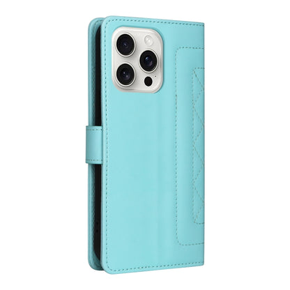 For iPhone 16 Pro Diamond Lattice Leather Flip Phone Case(Mint Green) - iPhone 16 Pro Cases by buy2fix | Online Shopping UK | buy2fix