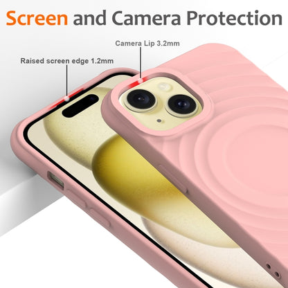 For iPhone 14 Wave Texture MagSafe Magnetic Liquid Silicone Phone Case(Pink) - iPhone 14 Cases by buy2fix | Online Shopping UK | buy2fix