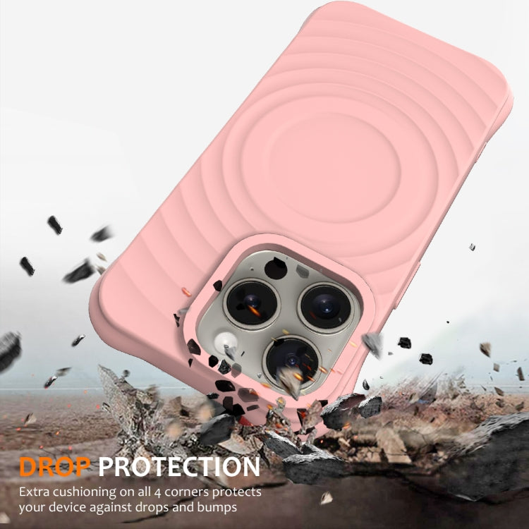 For iPhone 16 Pro Wave Texture MagSafe Magnetic Liquid Silicone Phone Case(Pink) - iPhone 16 Pro Cases by buy2fix | Online Shopping UK | buy2fix