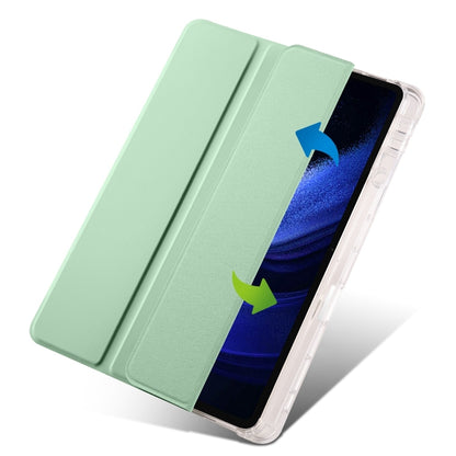 For iPad Air 13 2024 3-fold Clear TPU Smart Leather Tablet Case with Pen Slot(Green) - iPad Air 13 2024 Cases by buy2fix | Online Shopping UK | buy2fix