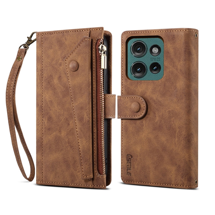 For Motorola Edge 50 5G Global ESEBLE Retro Frosted RFID Leather Phone Case(Brown) - Motorola Cases by ESEBLE | Online Shopping UK | buy2fix