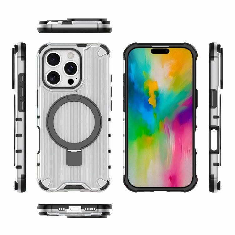 For iPhone 16 Pro Grating Holder Shockproof Phone Case(Transparent) - iPhone 16 Pro Cases by buy2fix | Online Shopping UK | buy2fix