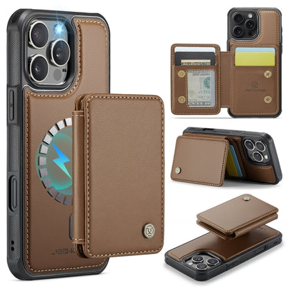 For iPhone 16 Pro Max JEEHOOD J05 Business Magnetic Style RFID Leather Phone Case(Brown) - iPhone 16 Pro Max Cases by JEEHOOD | Online Shopping UK | buy2fix