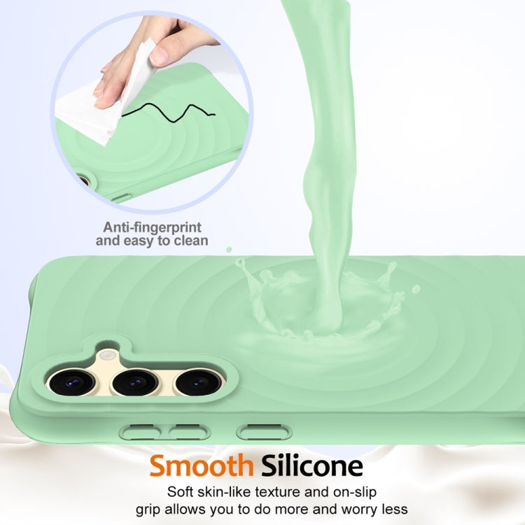 For Samsung Galaxy S25 5G Wave Texture MagSafe Magnetic Liquid Silicone Phone Case(Green) - Galaxy S25 5G Cases by buy2fix | Online Shopping UK | buy2fix