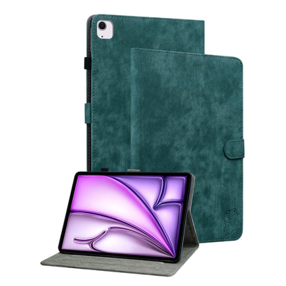 For iPad Air 13 2024 Embossed Tiger Pattern Leather Tablet Case(Dark Green) - iPad Air 13 2024 Cases by buy2fix | Online Shopping UK | buy2fix