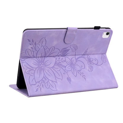 For iPad Air 13 2024 Lily Embossed Leather Smart Tablet Case(Purple) - iPad Air 13 2024 Cases by buy2fix | Online Shopping UK | buy2fix