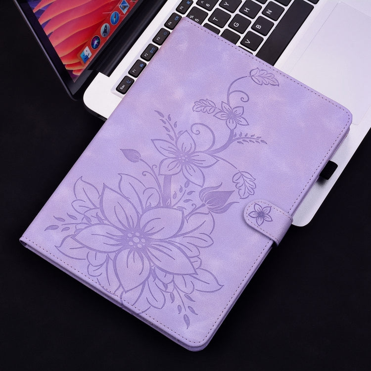 For iPad Air 11 2024 Lily Embossed Leather Smart Tablet Case(Purple) - iPad Air 11 2024 Cases by buy2fix | Online Shopping UK | buy2fix