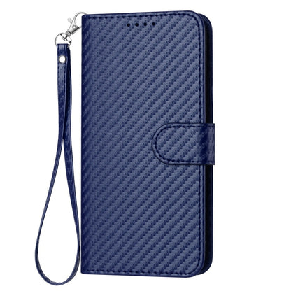 For iPhone 16 Plus YX0070 Carbon Fiber Buckle Leather Phone Case with Lanyard(Royal Blue) - iPhone 16 Plus Cases by buy2fix | Online Shopping UK | buy2fix