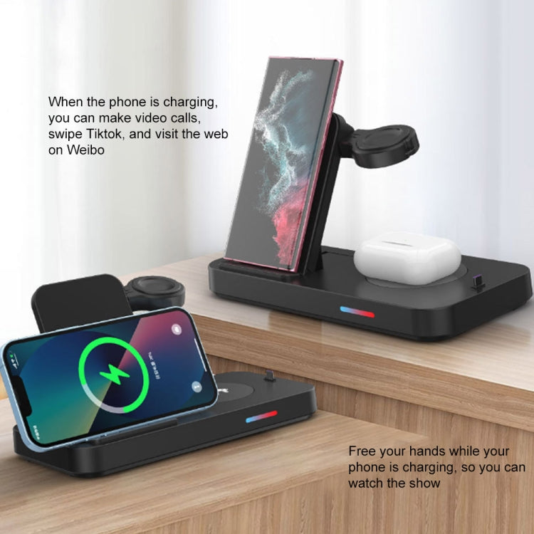 For Apple Watch Series 3 in 1 15W Fold Wireless Charger Stand(Black) - Multifunction Charger by buy2fix | Online Shopping UK | buy2fix