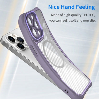 For iPhone 15 Pro Max Carbon Fiber Texture MagSafe Translucent Phone Case(Purple) - iPhone 15 Pro Max Cases by buy2fix | Online Shopping UK | buy2fix